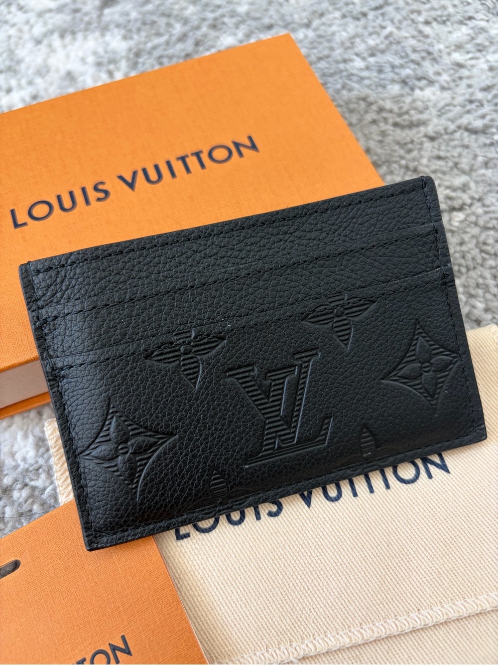 Louis Vuitton Black Embossed Monogram Card Holder - Picture 3 of 6